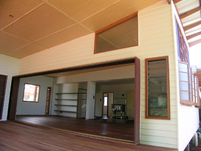 Feature recycled hardwood and hoop pine ply | Cleveland Brisbane Coastal House | Sustainable Architecture | Jose Do Architect